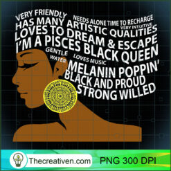 Pisces Black Queen Zodiac Birthday Women PNG, Afro Women PNG, Pisces Queen PNG, Black Women PNG