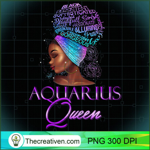 Purple Aquarius Queen African American January February T Shirt copy