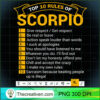 Top 10 Rules of Scorpio Birthday Gift Idea Funny Zodiac Sign Long Sleeve T Shirt copy