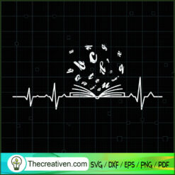 Book Heart Beat SVG, Book Lovers SVG, Reading Book SVG