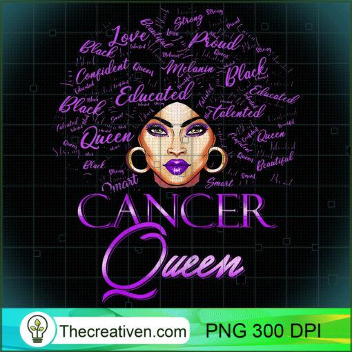 Womens Cancer Girl Womens Purple Afro Queen Black Zodiac Birthday T Shirt copy