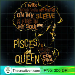 Womens Pisces Queen Birthday Zodiac Costume Black Women PNG, Afro Women PNG, Pisces Queen PNG, Black Women PNG