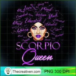 Womens Scorpio Girl Womens Purple Afro Queen Black Zodiac PNG, Afro Women PNG, Scorpio Queen PNG, Black Women PNG