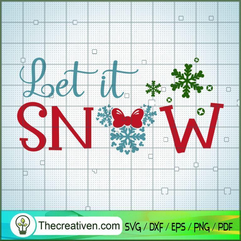 Let It Snow Christmas Minnie Head SVG, Disney Christmas ...