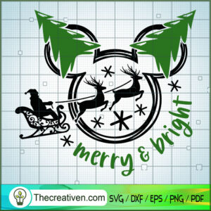 Merry & Bright Mickey Head SVG, Disney Christmas SVG, Mickey And Minnie ...