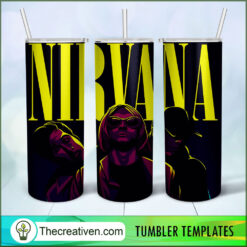 Nirvana Rock Band Full Tumbler Wrap, 20oz Skinny Straight, Skinny 20oz, PNG Digital File