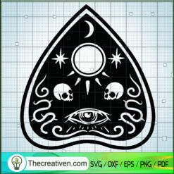 Ouija Planchette SVG, Floral SVG, Skull Halloween SVG