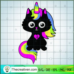 Black Cat Unicorn SVG, Colorful Unicorn SVG, Cat SVG, Pet Lover SVG