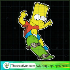 Bart Simpsons Cartoon Simpsons Family Skate SVG, The Simpson SVG, Cartoon SVG