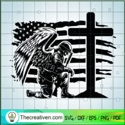 US Soldier Kneeling at Cross SVG, Veteran SVG, USA Army SVG