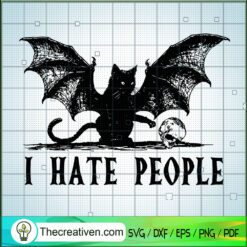 Cat Bat Skulls I Hate People SVG, Spooky SVG, Halloween SVG