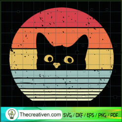 Black Cat Retro SVG, Vintage SVG, Halloween Black Cat SVG