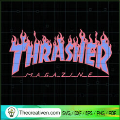 Thrasher Magazine Blue Pink Fire SVG, Thrasher SVG, Global Brand SVG
