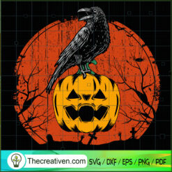 Halloween Raven Red Moon Spooky Night SVG, Halloween Scary SVG, Halloween SVG