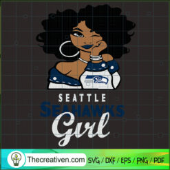 Seattle Seahawks Girl SVG, Afro Women SVG, Black Girl NFL SVG