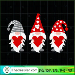 Three Gnomes Valentine Heart SVG, Gnomes SVG, Valentine SVG