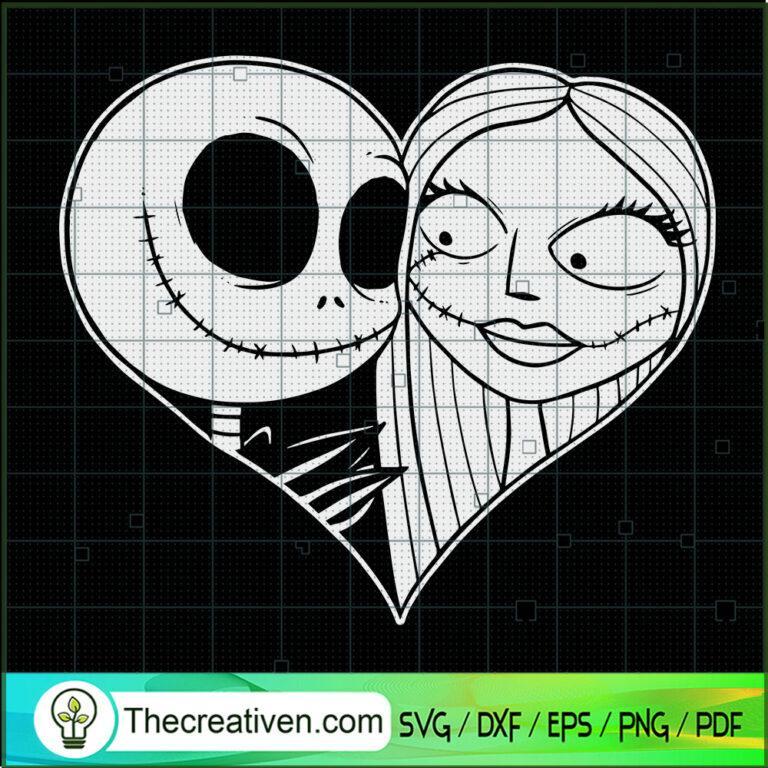 Jack And Sally In Heart SVG, Nightmare Before Christmas SVG, Halloween ...