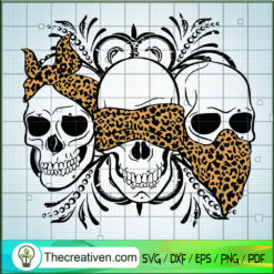 Three Skull No Speak No Hear No See Leopard SVG, Skull Leopard SVG, Skull SVG