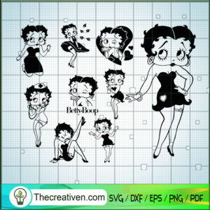 Betty Boop Poses Bundle SVG, Betty Boop SVG, Cartoon Characters SVG ...