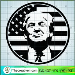 Donald Trump In Circle US Flag SVG, Donald Trump SVG, USA President SVG