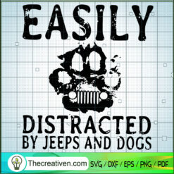 Easily Distracted By Jeep And Dogs SVG, Dog Head Vs Bunched Jeep SVG, Dogs And Jeep SVG