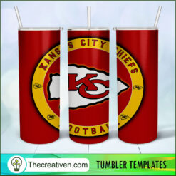Kansas City Chiefs Skinny, 20oz Skinny Straight, NFL Full Tumbler Wrap, PNG Digital File