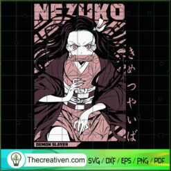 Pink Poster Nezuko SVG, Nezuko SVG, Kimetsu Anime SVG