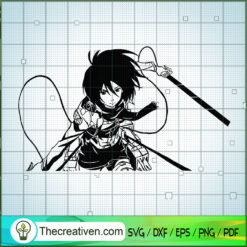 Mikasa Swing The Sword SVG, Attack On Titan SVG, Anime Cartoon SVG