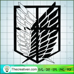 Wings of Freedom Black White SVG, Attack On Titan SVG, Anime Cartoon SVG