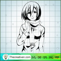 Mikasa Warm SVG, Attack On Titan SVG, Anime Cartoon SVG