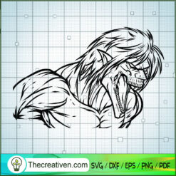 Eren Titan Angry Outline SVG, Attack On Titan SVG, Anime Cartoon SVG