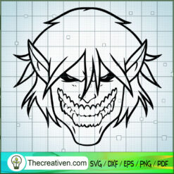 Eren Titan Face SVG, Attack On Titan SVG, Anime Cartoon SVG