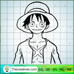 Outline Luffy SVG, One Piece SVG, Anime Cartoon SVG