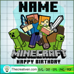 MineCraft Happy Birthday SVG, Minecraft SVG, Gamer SVG