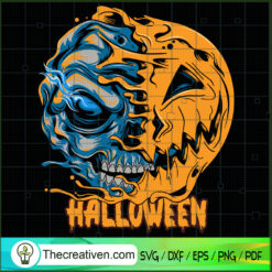 Halloween Skull Pumpkin SVG, Scary SVG, Halloween SVG