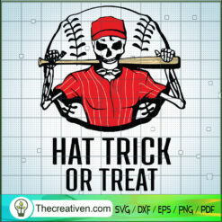 Skull Player Hat Trick Or Treat SVG, Baseball SVG, Skull SVG