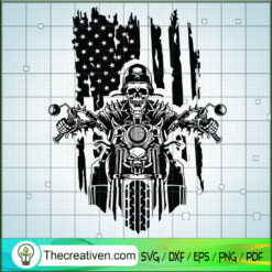 USA Ghost Rider SVG, Skeleton Riding SVG, Horror Motorcyle SVG