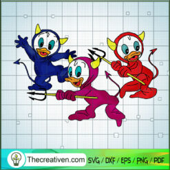 Cute Red Devil Duck SVG, Huey, Dewey, and Louie SVG, Halloween SVG
