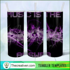 Mussic is The Answer Full Tumbler Wrap, 20oz Skinny Straight, Skinny 20oz, PNG Digital File