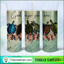 God Says your are Strong Full Tumbler Wrap, 20oz Skinny Straight, Skinny 20oz, PNG Digital File
