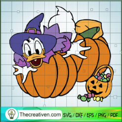 Donald Duck Play With Pumpkin Halloween SVG, Disney Donald Duck SVG, Halloween SVG