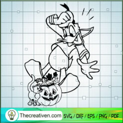 Donald Duck Halloween Outline SVG, Disney Donald Duck SVG, Halloween SVG