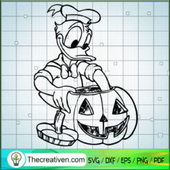Donald Duck Make a Halloween Pumpkin SVG, Disney Donald Duck SVG, Halloween SVG