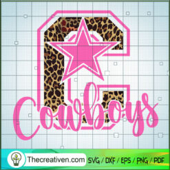 Pink Cowboys Logo SVG, Dallas Cowboys Leopard SVG, NFL Sports SVG
