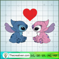 Stitch And Angel Love SVG, Stitch SVG, Disney Cartoon SVG