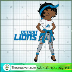 Black Girls Detroit Lions SVG, National Football League SVG, NFL SVG, Afro Women SVG