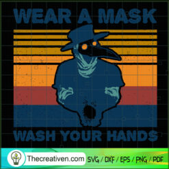 Wear A Mask Wash Your Hand SVG, Halloween Ravens SVG, Retro Halloween SVG