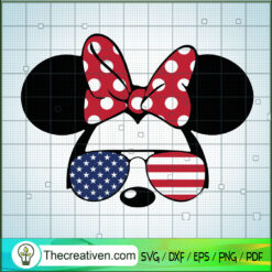 Minnie USA Flag Bow SVG, Disney Minnie SVG, USA Minnie SVG