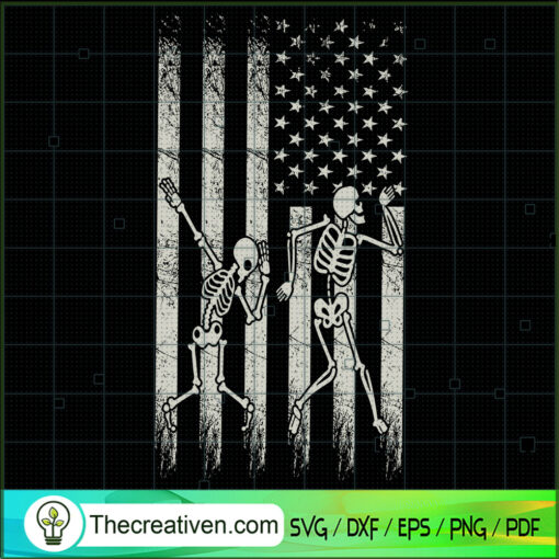 Halloween Dancing Skeleton Usa Flag copy