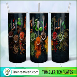 Cooking Spices Full Tumbler Wrap, 20oz Skinny Straight, Skinny 20oz, PNG Digital File